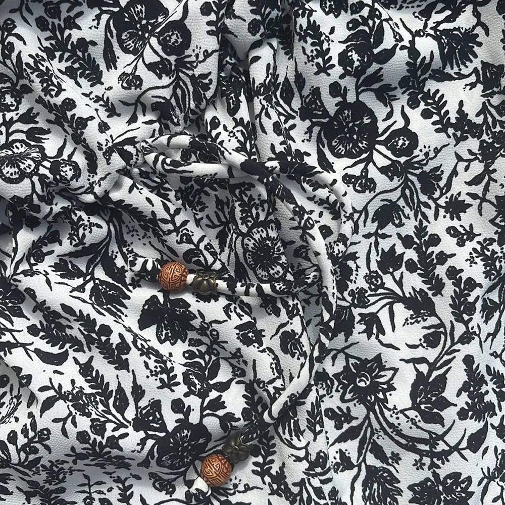 Strapless Black and White Floral Romper - Picture 3 of 7